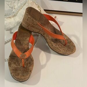 Tory Burch orange wedge sandals Orange Cork Wedge Sandals Size 7.5